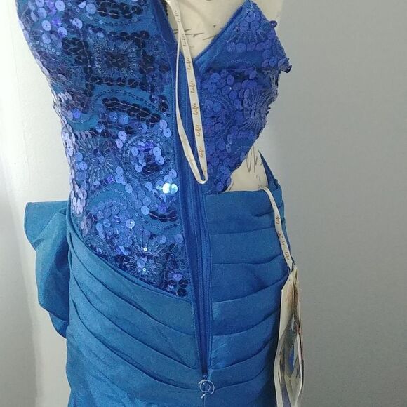 NWT LAFEE E147058 Cobalt Sweetheart Neckline Blue Strapless Prom Dress 4 - Picture 3 of 13